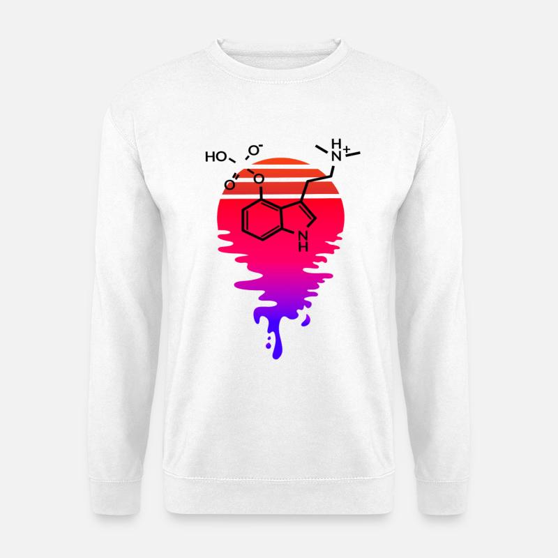 Psilocybin Molecule with Retro Sunset - Unisex Sweatshirt - white