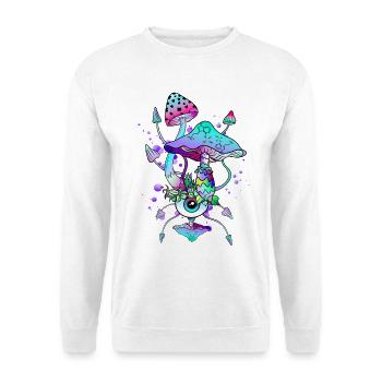 Trippy Neon Psychedelic Mushrooms - Unisex Pullover - Weiß - Vorne