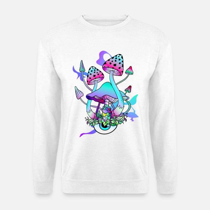 Trippy Hippie Psychedelic Mushroom - Unisex Pullover - Weiß