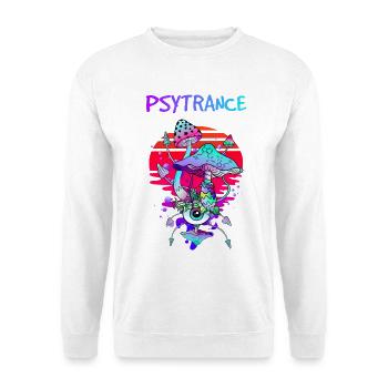 Psytrance Magic Mushrooms - Retro Mushroom Eyes Art - Unisex Sweatshirt - white - Front