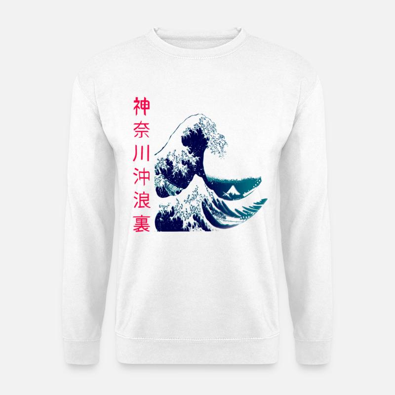 Die große Welle vor Kanagawa - Unisex Pullover - Weiß
