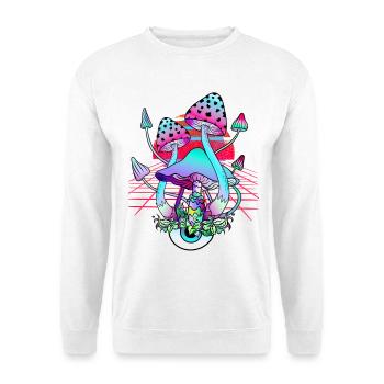 Psychedelic Mushrooms - Retro Wave Sunset - Unisex Sweatshirt - white - Front