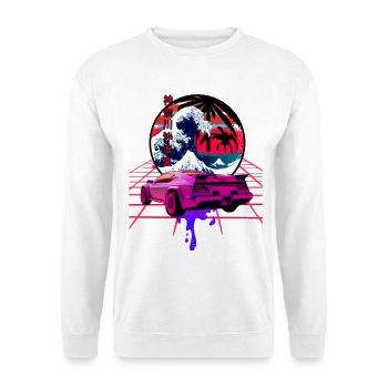 Big Wave au large de Kanagawa Retro Wave Sunset - Sweat-shirt Unisexe - blanc - Devant