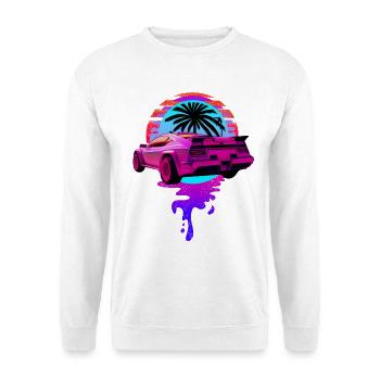 Retro Wave Sports Car 80s Skyline Vaporwave - Sweat-shirt Unisexe - blanc - Devant