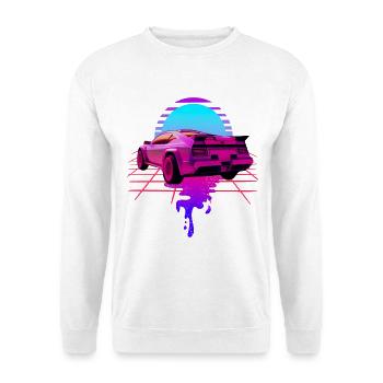 Retro Wave Sport Car Sunset - Sweat-shirt Unisexe - blanc - Devant