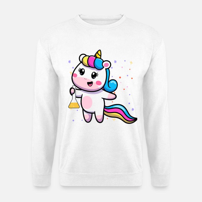 Kawaii Unicorn Science – Cute Rainbow Magic - Unisex Pullover - Weiß