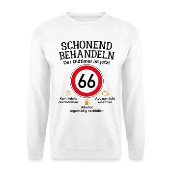 66. Geburtstag Schonend Behandeln Oldtimer Ist 66 - Unisex Pullover - Weiß - Vorne