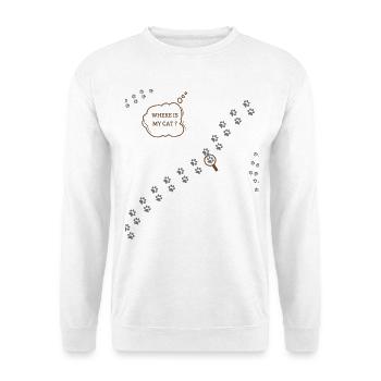 Wo ist meine Katze? Katzen-Humor - Unisex Pullover - Weiß - Vorne