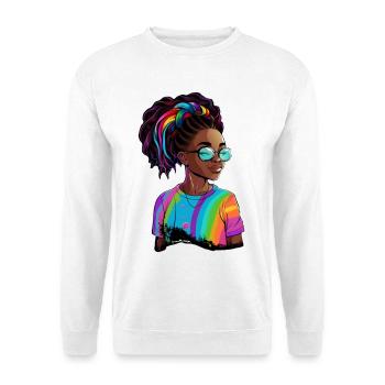 Colorful Dreadlocks and Rainbow T-Shirt - Unisex Sweatshirt - white - Front