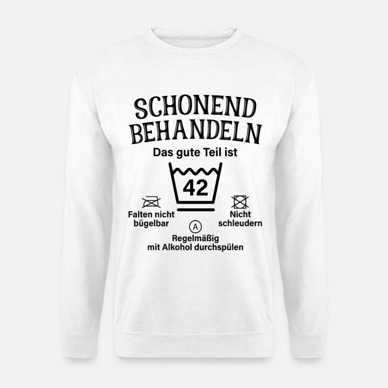 42. Geburtstag Schonend Behandeln 42 Teil Ist 42 - Unisex Pullover - Weiß