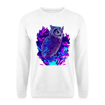 Neon Eule Psychedelische Eulen Kunst - Unisex Pullover - Weiß - Vorne