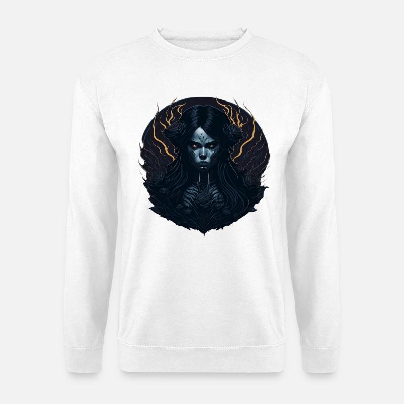Schwarzes Gothic Mädchen Ästhetik - Unisex Pullover - Weiß