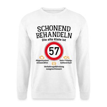 57. Geburtstag Schonend Behandeln 57 Alte Kiste 57 - Unisex Pullover - Weiß - Vorne