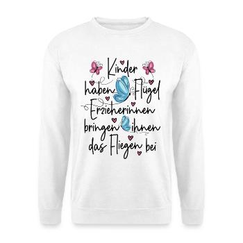 Erzieherin Danke - Kinder haben Flügel  - Unisex Pullover - Weiß - Vorne