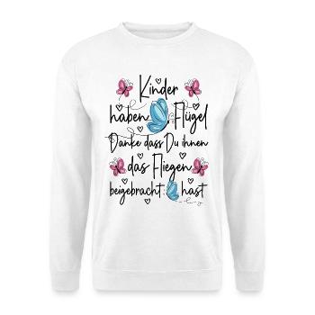 Kita Abschied - Kinder haben Flügel - Unisex Pullover - Weiß - Vorne