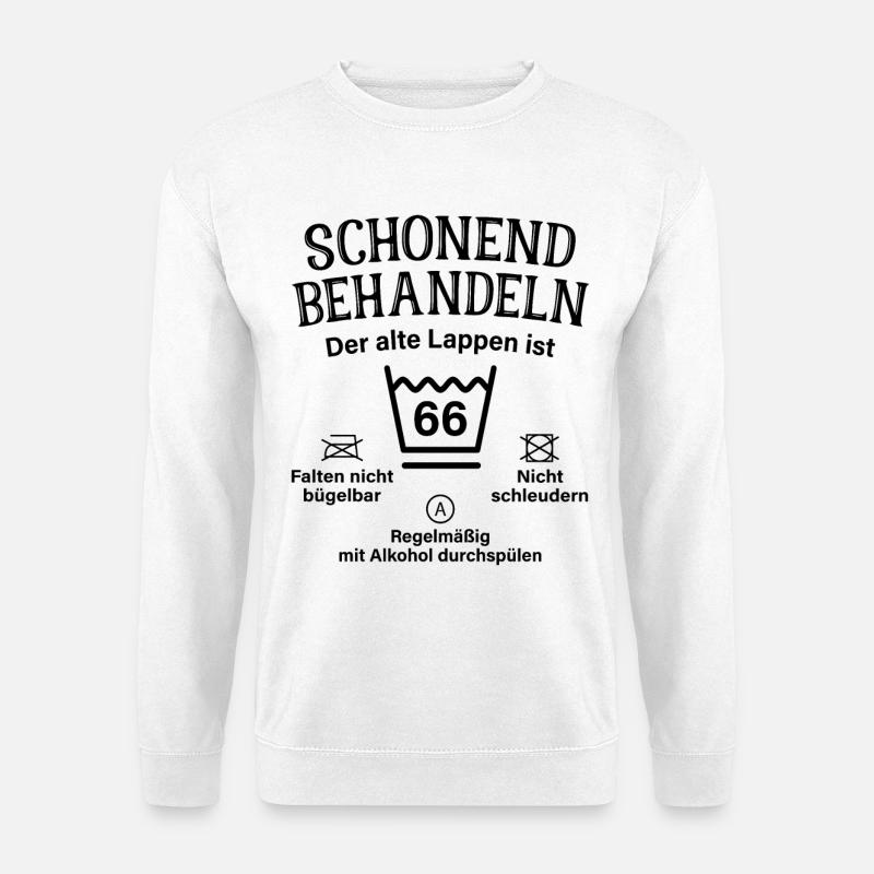 66. Geburtstag Schonend Behandeln Alte Lappen 66 - Unisex Pullover - Weiß