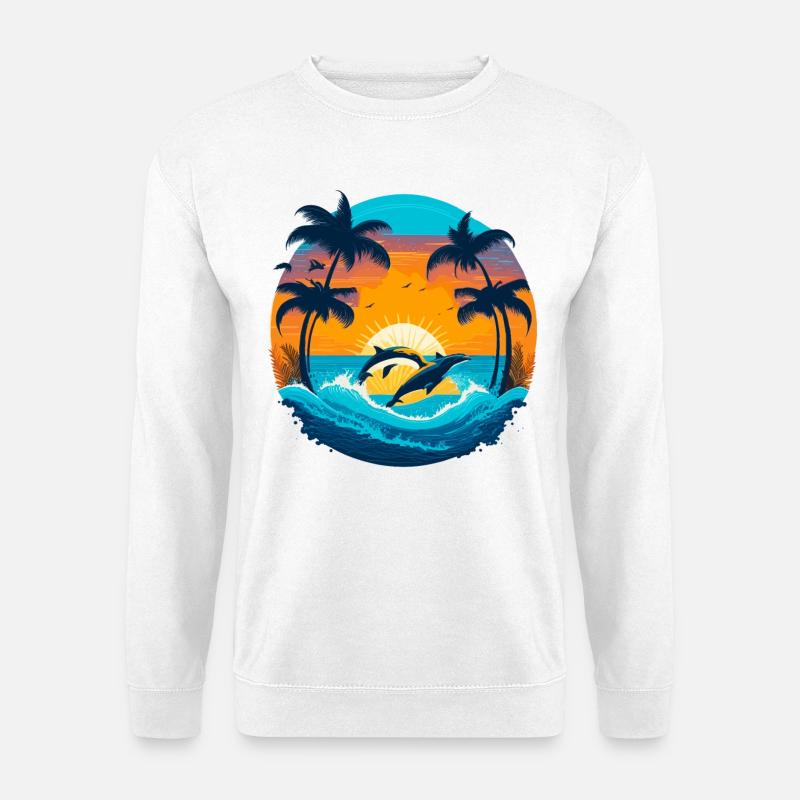Delphin Sunset - Unisex Pullover - Weiß
