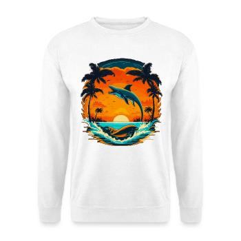 Delphin Sommer Sunset - Unisex Pullover - Weiß - Vorne