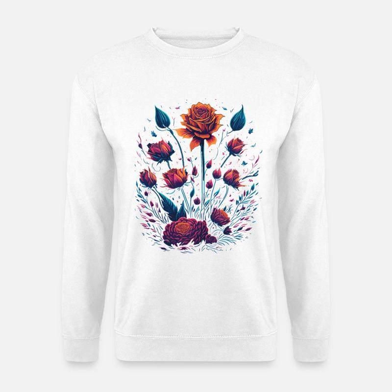 Rosen Vaporwave Blumenstrauß - Unisex Pullover - Weiß