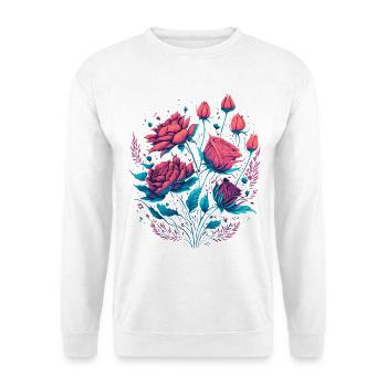 neon Rosen Vintage Rosenstrauß - Unisex Pullover - Weiß - Vorne