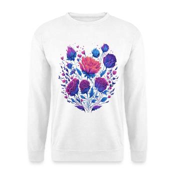 neon Rosenstrauß Vintage Rosen - Unisex Pullover - Weiß - Vorne