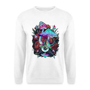 Psychedelic Mushroom - Eyes Art with Flowers - Unisex Sweatshirt - white - Front