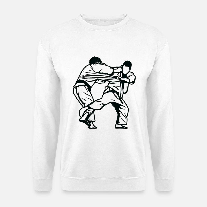 Judo Kämpfer Zeichnung - Unisex Pullover - Weiß