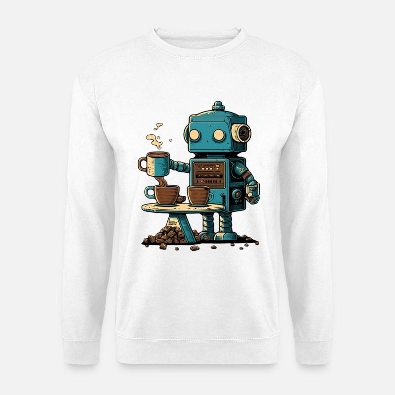 Tin robot makes coffee - Unisex Sweatshirt - white
