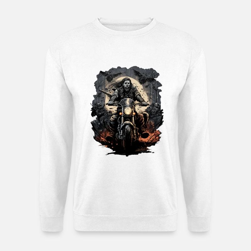 Biker im Mondlicht - Unisex Pullover - Weiß