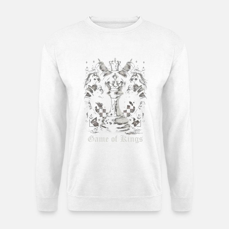 Schachfiguren mit Schriftzug - Unisex Pullover - Weiß