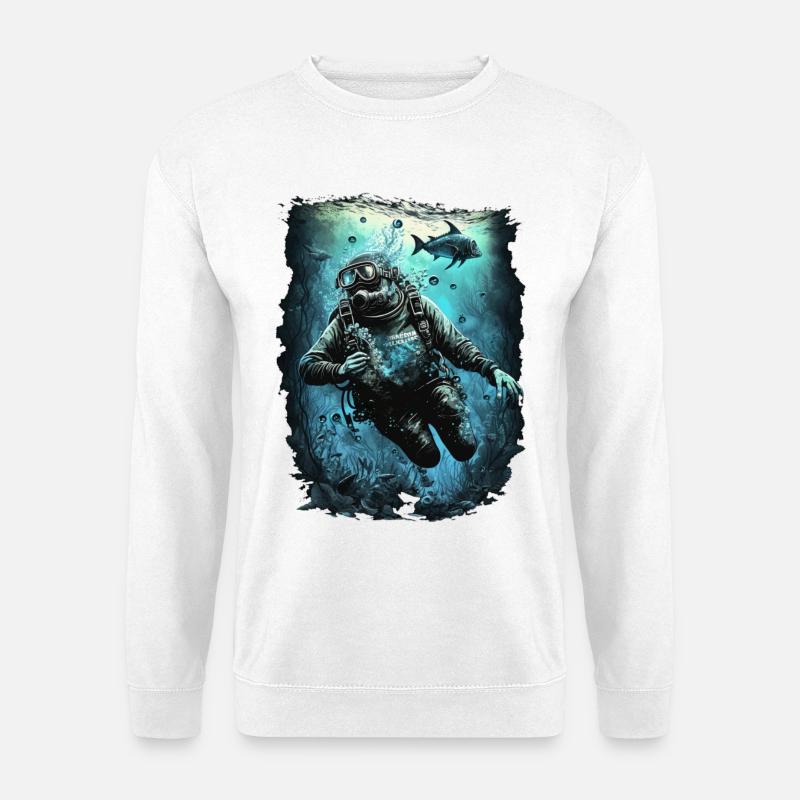 Taucher unter Wasser - Unisex Pullover - Weiß