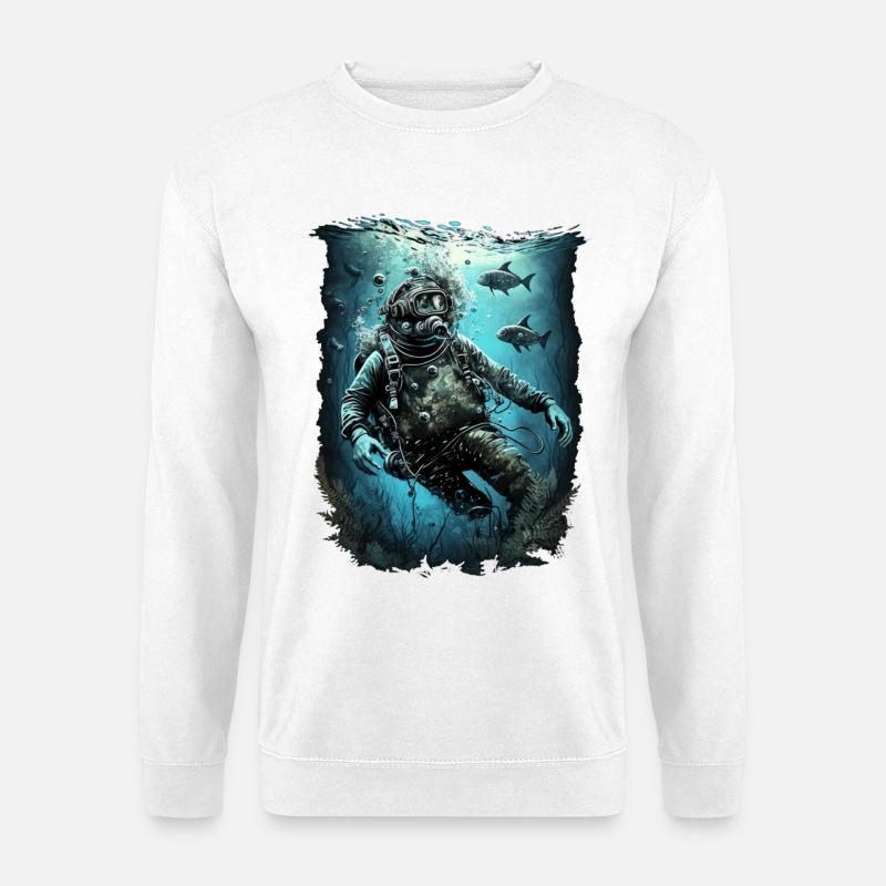 Taucher mit Fischen - Unisex Pullover - Weiß