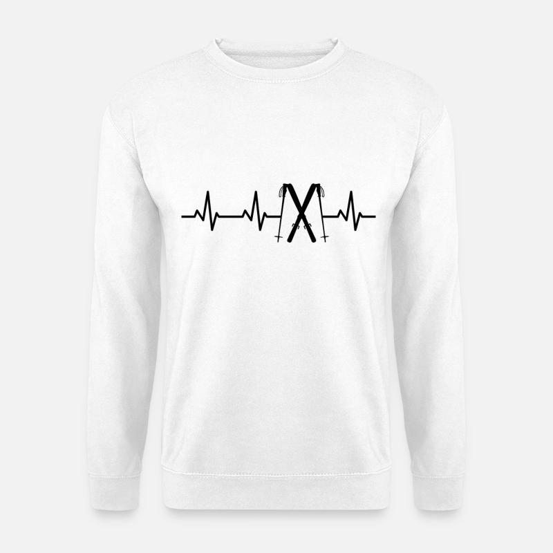 Skiing Pulse Rate ECG - Unisex Sweatshirt - white