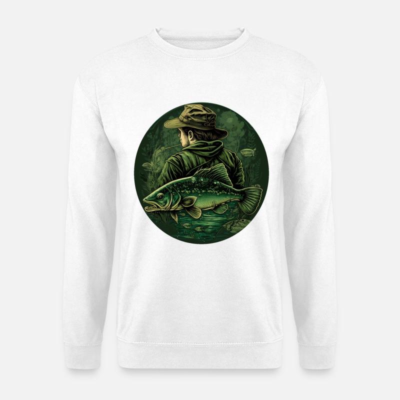Angler beim fischen - Unisex Pullover - Weiß