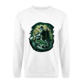 Fischer beim angeln - Unisex Pullover - Weiß - Vorne