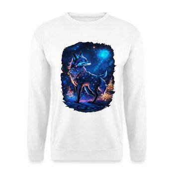Fuchs im Mondlicht und Magischer Wald Landschaft - Unisex Pullover - Weiß - Vorne