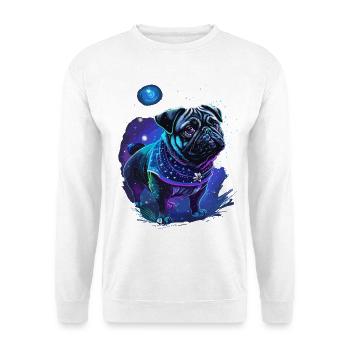 cute pug in mystical nature - Unisex Sweatshirt - white - Front