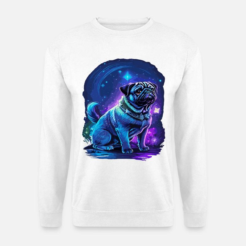Mops Hund in Neonfarben - Unisex Pullover - Weiß