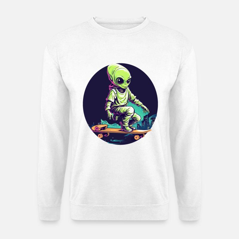 Skateralien bei Nacht - Unisex Pullover - Weiß