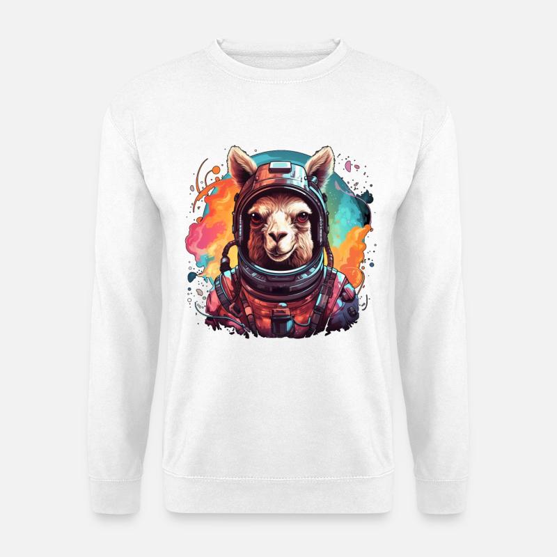 Astronauten-Lama - Unisex Pullover - Weiß