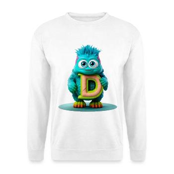 Buntes Monster mit hellem Buchstaben D - Unisex Pullover - Weiß - Vorne