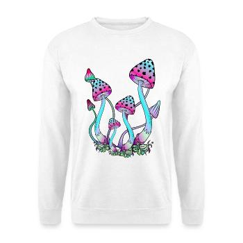 Neon-colored mushrooms, psychedelic mushroom art - Unisex Sweatshirt - white - Front