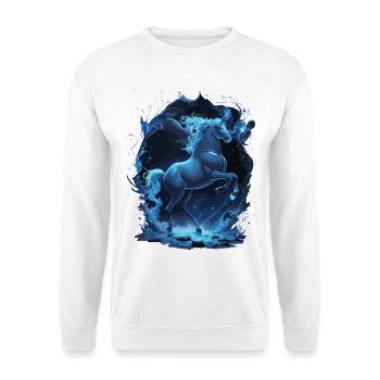 Aufbäumendes Einhorn Mystic Unicorn Blue Spirit - Unisex Pullover - Weiß - Vorne
