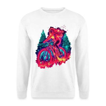 Synthwave Mountainbike Mädchen Waldfahrt - Unisex Pullover - Weiß - Vorne