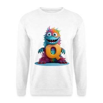 Regenbogenmonster mit Q - Unisex Pullover - Weiß - Vorne