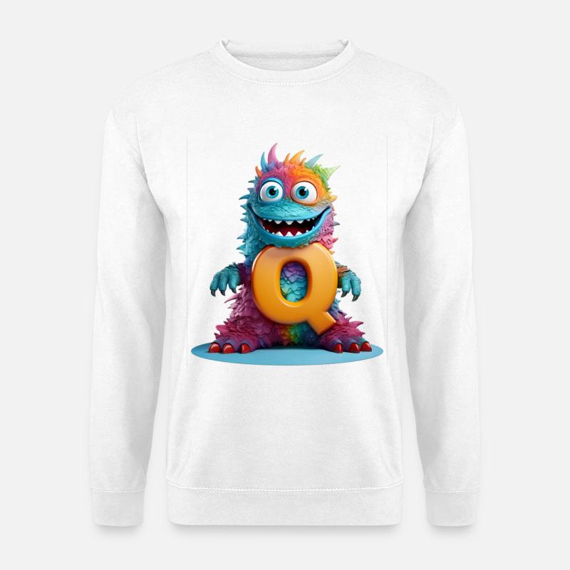 Regenbogenmonster mit Q - Unisex Pullover - Weiß