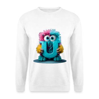 Mehrfarbiges Monster mit Buchstabe U - Unisex Pullover - Weiß - Vorne