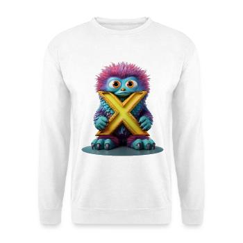 Mehrfarbiges Monster mit X - Unisex Pullover - Weiß - Vorne