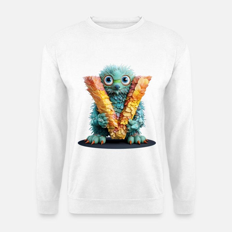 Feathery creature with letter V - Unisex Sweatshirt - white