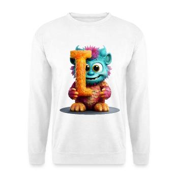 Alphabet Buchstabe I Buntes Monster - Unisex Pullover - Weiß - Vorne